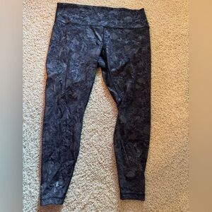 Lululemon Black Floral Metallic Leggings
